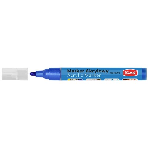 Marker specjalistyczny akrylowy-niebierski metaliczny wkład niebieski metaliczny 2,5mm okrągła końcówka Toma (TO-402)
