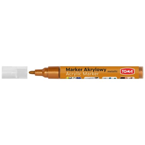 Marker specjalistyczny akrylowy-pomarańczowy metaliczny wkład pomarańczowy 2,5mm okrągła końcówka Toma (TO-402)