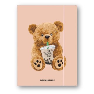 Teczka kartonowa na gumkę Teddies& Miś z boba tea A4 mix 270g Narcissus