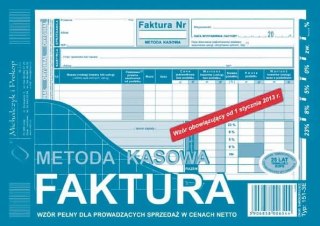 Druk samokopiujący A5 Faktura - metoda kasowa wzór pełny dla prowadzących sprzedaż w cenach netto 80k. Michalczyk i Prokop (151-
