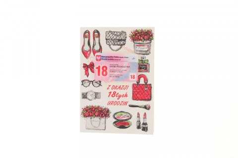 Kartka składana B6 PARTY Urodzinowy dla dziewczyny 18 lat Ev-corp (STKP-009)