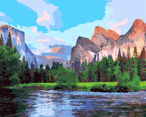 Zestaw kreatywny Malowanie po numerach 40x50cm Park Narodowy Yosemite Flamingo Line (FSY131)