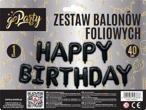 Balon foliowy zestaw balonów 13 elementów Happy Birthday czarne Antella