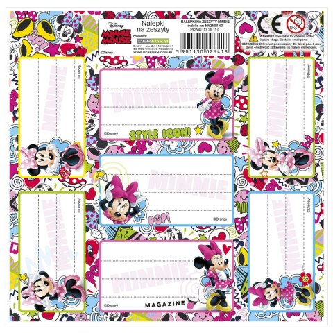 Naklejka na zeszyt Myszka Minnie [mm:] 165x165 Derform (NNZMM)