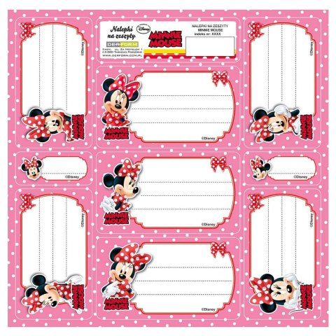 Naklejka na zeszyt Myszka Minnie [mm:] 165x165 Derform (NNZMM)