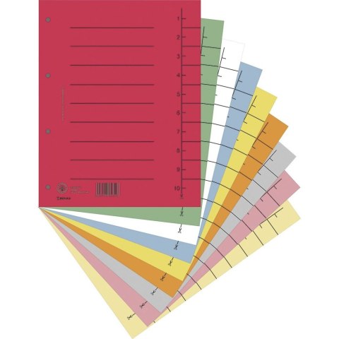 Przekładka numeryczna A4 mix kolorów 250g 100k 1-10 [mm:] 235x300 Donau (8610001S-99)