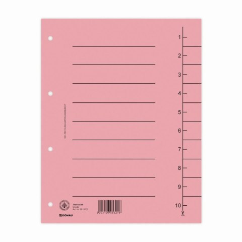 Przekładka numeryczna A4 mix kolorów 250g 100k 1-10 [mm:] 235x300 Donau (8610001S-99)