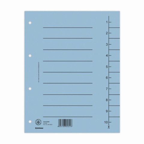 Przekładka numeryczna A4 mix kolorów 250g 100k 1-10 [mm:] 235x300 Donau (8610001S-99)
