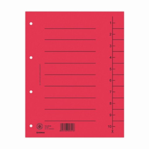 Przekładka numeryczna A4 mix kolorów 250g 100k 1-10 [mm:] 235x300 Donau (8610001S-99)