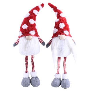 Ozdoba świąteczna gnom z brodą i czapką w kropki 18x10x55 Home And Garden (6854)