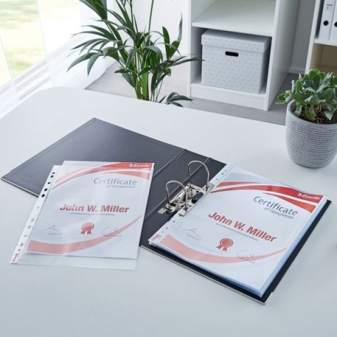 Koszulki na dokumenty krystaliczne A4 kolor: przezroczysty typu U 105 mic. Esselte (56093)