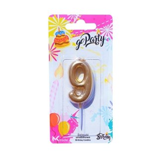 Świeczka urodzinowa piker cyfra 9 złota Go Party (SH-719-9)