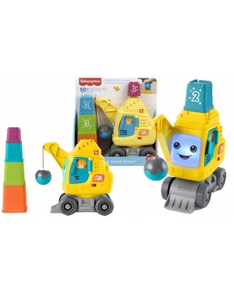 Zabawka edukacyjna Wesoły dźwig Układaj i licz + 4 klocki Fisher Price (HWY64)