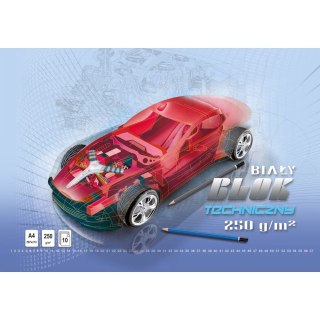 Blok techniczny A4 biały 240g 10k [mm:] 210x297 Kreska