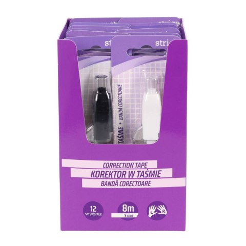 Korektor w taśmie (myszka) mini czarny i biały 5mmx8m 5x8 [mm*m] Strigo (SSC446/447)