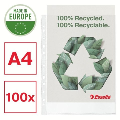 Koszulki na dokumenty Recycled groszkowa A4 kolor: bezbarwny typu U 70 mic. Esselte (627493)