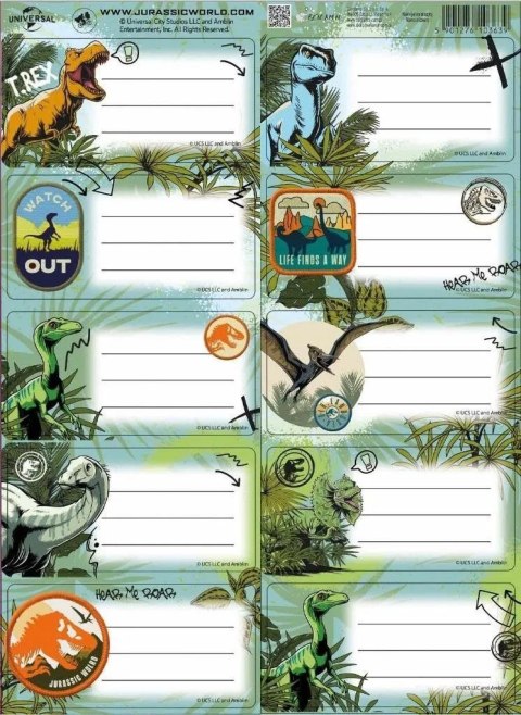 Naklejka na zeszyt Jurassic park Beniamin