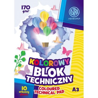 Blok techniczny kolorowy A3 kolorowa 170g 10k Astrapap (106021010)