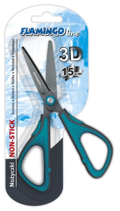 Nożyczki teflonowe czarne ostrze 3D 15cm Flamingo (FL055526)