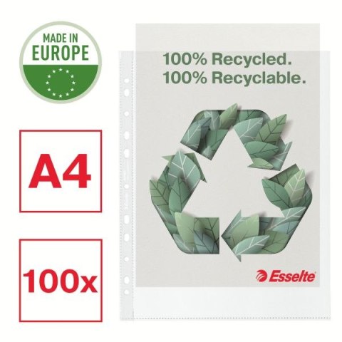 Koszulki na dokumenty Recycled Maxi groszkowa A4 kolor: bezbarwny typu U 100 mic. Esselte (627503)