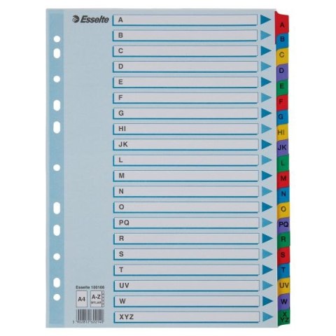 Przekładka alfabetyczna Mylar kartonowe A4 mix kolorów 160g 20k A-Z Esselte (100166)