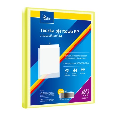 Teczka plastikowa A4 40 koszulek 5903242104879 A4 żółty Tetis (BT630-Y40)