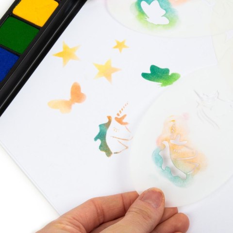 Zestaw kreatywny Kidea STEMPELKI CIENIUJĄCE Z SZABLONAMI Derform (SCSKA)