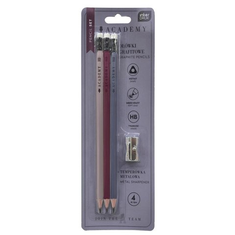 Zestaw piśmienniczy ACADEMY 3szt met+ temperówka Interdruk