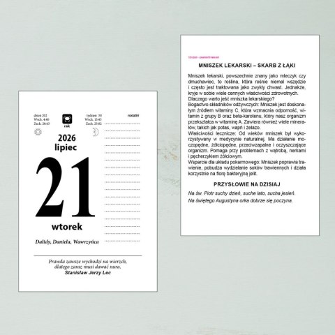 Kalendarz ścienny ZDZIERAK FAMILIJNY A6 Press