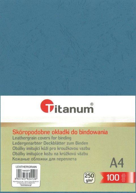 Karton do bindowania A4 skóropodobny niebieski 250g Titanum