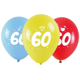 Balon gumowy z nadrukiem cyferki - 60 (3 szt.) mix 280mm Arpex (KB2037-60-9944)