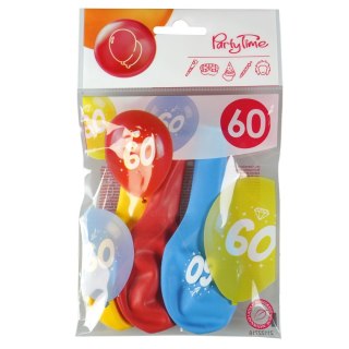 Balon gumowy z nadrukiem cyferki - 60 (3 szt.) mix 280mm Arpex (KB2037-60-9944)