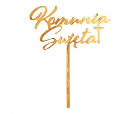 Dekoracja na tort Komunia Święta, złota, 18x14 cm Godan (GS110/PKK/25)