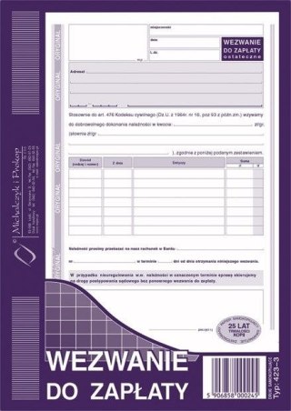 Druk samokopiujący A5 S o/1k 80k. Michalczyk i Prokop (423-3)