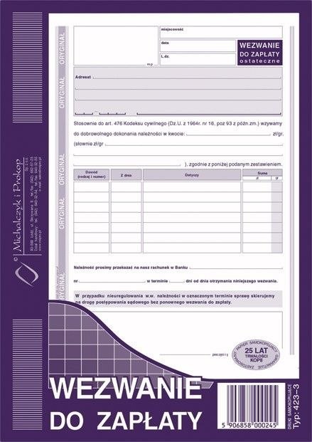 Druk samokopiujący A5 S o/1k 80k. Michalczyk i Prokop (423-3)