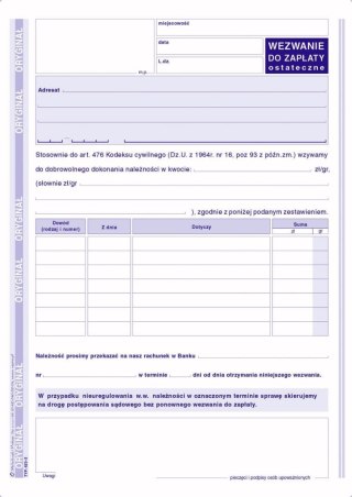 Druk samokopiujący A5 S o/1k 80k. Michalczyk i Prokop (423-3)