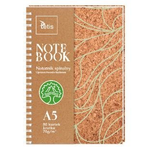 Kołozeszyt (kołonotatnik) A5 A5/80K oprawa korkowa 5903242103414 80k. 70g Tetis (KB050-KA5)