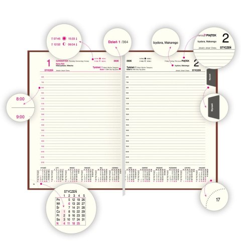Kalendarz książkowy (terminarz) A4 Press (DZIENNY)
