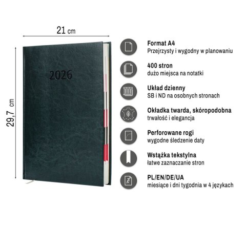 Kalendarz książkowy (terminarz) A4 Press (DZIENNY)