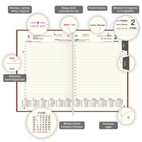Kalendarz książkowy (terminarz) A4 Press (DZIENNY)