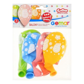 Balon gumowy Premium Hel z nadrukiem 5, 13 cali/5 sztuk mix 330mm 13cal Godan (GS120/5)
