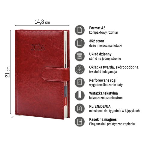 Kalendarz książkowy (terminarz) BUSINESS PREMIUM A5 Press (DZIENNY)