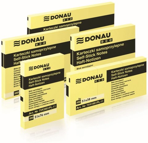 Notes samoprzylepny (karteczki) Eco żółty 100k [mm:] 38x51 Donau (7591001PL-11)