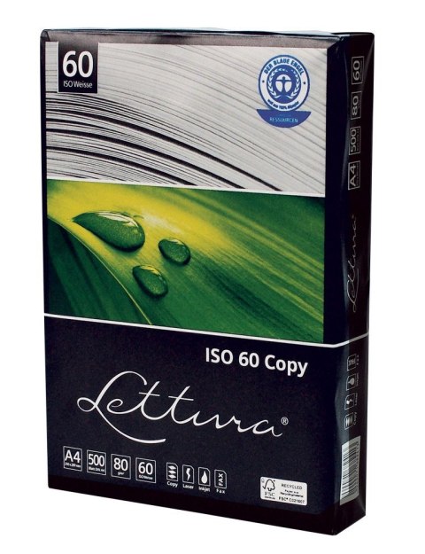 Papier ksero A4 ekologiczny biały 500k. 80g Lettura (xba4lett80gISO60)
