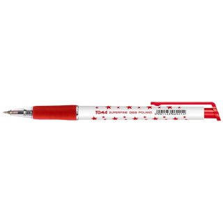 Długopis czerwony gwiazdki wkład czerwony 1,0mm Toma (TO-069)