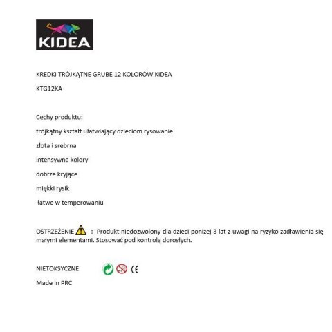 Kredki ołówkowe Kidea 12 kol. Kidea (KTG12KA)