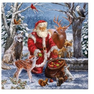 Serwetki Lunch BN Santa`s Gifts mix nadruk bibuła [mm:] 330x330 Paw (SDL231900)