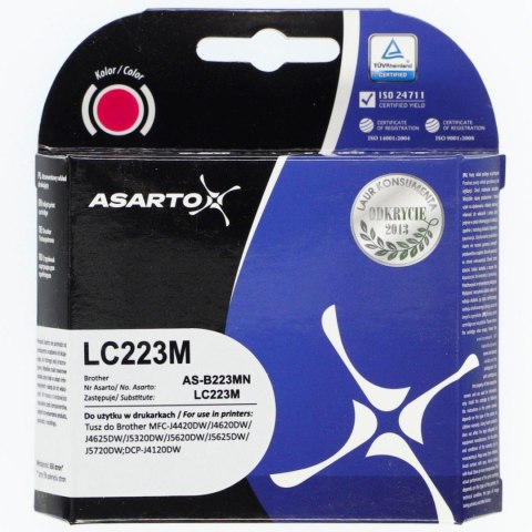 Tusz (cartridge) alternatywny do Brother LC223M | MFC-J4420/4620/5625 | 600 str. magenta Asarto (AS-B223MN)