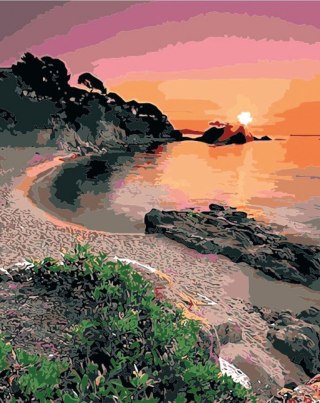 Zestaw kreatywny Malowanie po numerach 40x50cm Zachód słońca nad morzem, klify Flamingo Line (fys298)