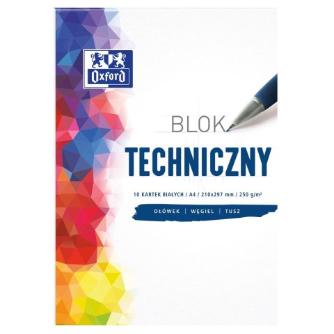 Blok techniczny Oxford A4 biały 250g 10k Oxford (400093199)